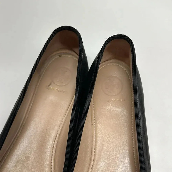 Tory Burch Laila Driver Nappa Leather Grosgrain Ballet Flats Shoes Black 8.5 - Picture 7 of 12